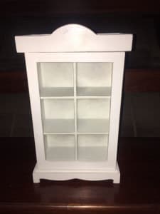 Shabby Chic white glass door wooden display shelves