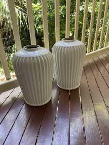 Two Twin 60cm tall white Pots
