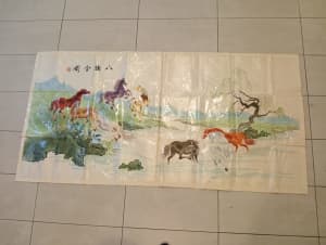 Rare Chinese hand-made silk embroidery painting from the 1900s.