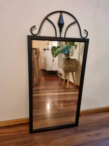 Large mirror with black wrought iron frame - 41cm by 71cm
