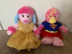 Build a Bear plush poodle Belle & duck dressed as Superwoman
