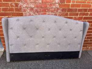 Double Bed Provincial Winged Grey fabric bed (frame & slats)