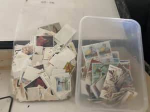 postage stamps off paper (australian)