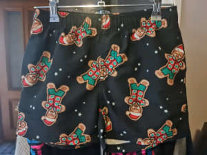 Kids Christmas Gingerbread Print Shorts - Size 8