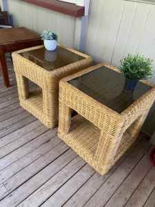 Gorgeous cane and glass side tables Deception Bay
