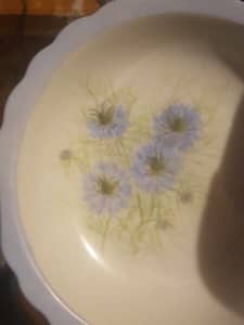 vintage Opaline blue&white hand-painted cornflowers 13.5cm sweet dish