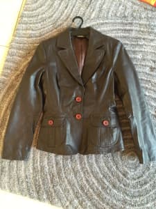 Brown leather look jacket size 10