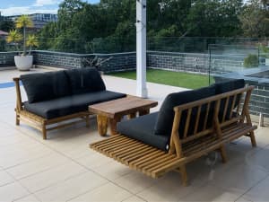 *sold* Teak wood outdoor sofa lounges from Osmen furniture