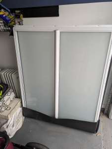 Brand new white sliding window - frosted glass