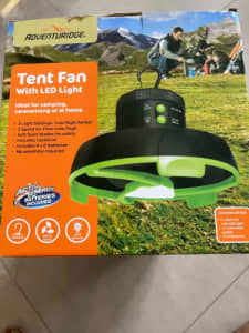 Camp / tent fan with LED light