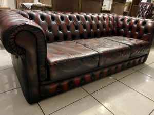 CHESTERFIELD LEATHER SOFA 3 SEATER GREAT CONDITION