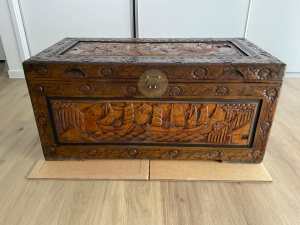 Beautiful Carved Camphor Storage Chest/Trunk