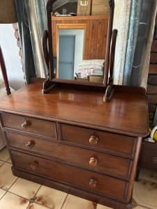 Antique cedar dressing table with mirror 