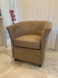 BRAND NEW beige fabric tub armchair (50% off)