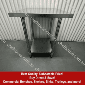 750x750 Commercial Stainless Steel Kitchen Bench prep/work/shop/cafe