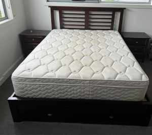 Queen Bed with side tables and mattress