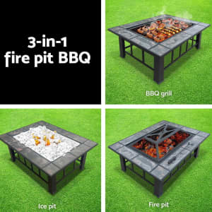 Gino 3 In 1 Outdoor Fire Pit BBQ Table with Ice Tray - SHFPIT-BBQ-3IN1-9444-ICE