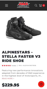 Alpinestars ladies stella faster 3 leather motorcycle shoes size 8