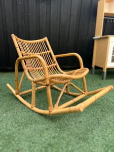 Vintage Childrens / Kids Rattan Wicker Bamboo Rocking Chair