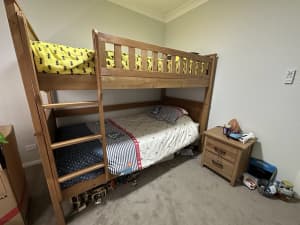 King single bunk bed, mattresses and side table