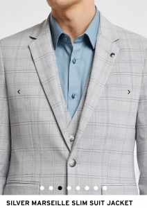 Mens silver grey YD. formal jacket with white shirt in suit bag