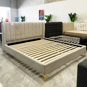 ONLY $290! Elegant Light Grey Fabric King Bed Frame SAME DAY DELIVERY
