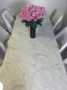 Italian marble table and matching coffee table