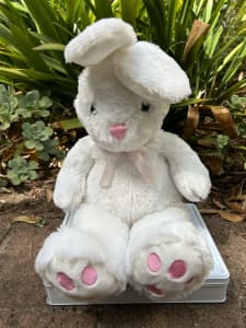 Fluffy white Easter bunny soft toy