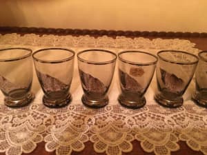 Set of 6 glasses - Bohemian glass - smokey