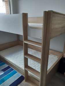 Bunk bed king single with mattresses like new