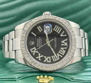Rolex Men Datejust 41mm Oyster Steel Watch ICED 3ct Diamond