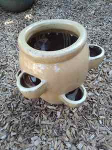 glazed ceramic strawberry planter pot