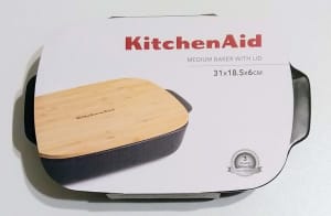 KitchenAid Medium Baker with Bamboo Lid 31x18.5x6cm Brand New
