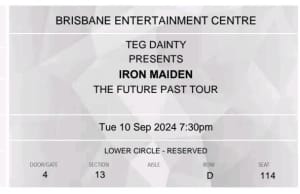 2x Iron Maiden Tickets