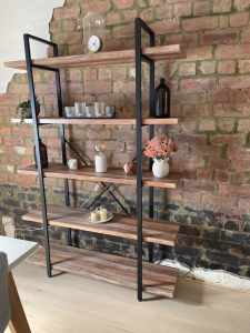 Trendy, metal and faux timber shelf unit FREE