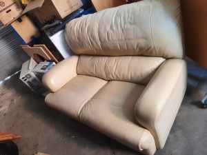 2 seater leather couch, cream