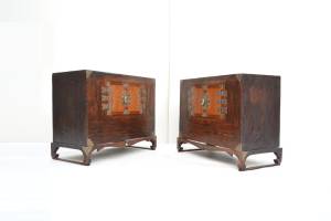 PAIR Asian Oriental Korean Antique Bedside Tables Cabinets. Vintage.