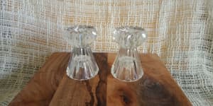 Mikasa Pair Reversible Candle Holders 24 Per Cent Lead Crystal