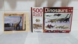Dinosaur 500 Piece Jigsaw (NEW) & Wooden Skeletons Pack (1 New)