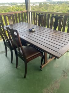 Hardwood timber table & silky oak chairs