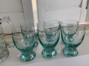 Six Glasses made from recycled glass