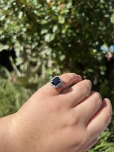 18ct White Gold Dress Ring With Rectangular Sapphire