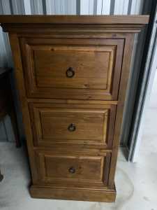 Solid Timber 3 Drawer Filing Cabinet
