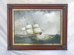 Large Ship print In substantial frame
