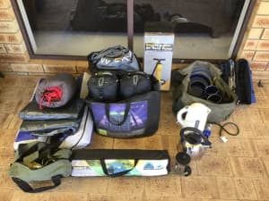 Various camping items, most used only once.