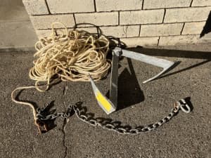 Boat anchor chain and rope
