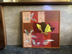 Big framed signed acrylic butterfly painting on canvas ( not a print )