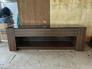 Glass and wood entertainment unit