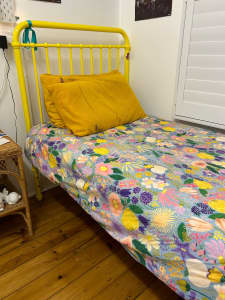 Beautiful sunshine yellow Single/toddler designer bed by Incy Interior