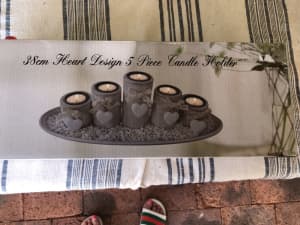 FIVE PIECE CANDLE HOLDER TABLE DECORATION